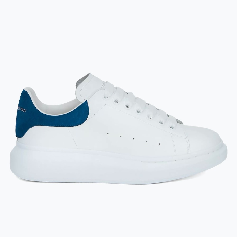 Alexander McQueen Men's Oversized Leather Platform Sneakers - 42(9) - White/Blue